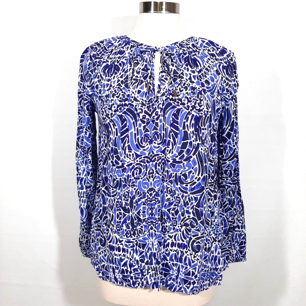 Lilly Pulitzer blue long sleeve top blouse M